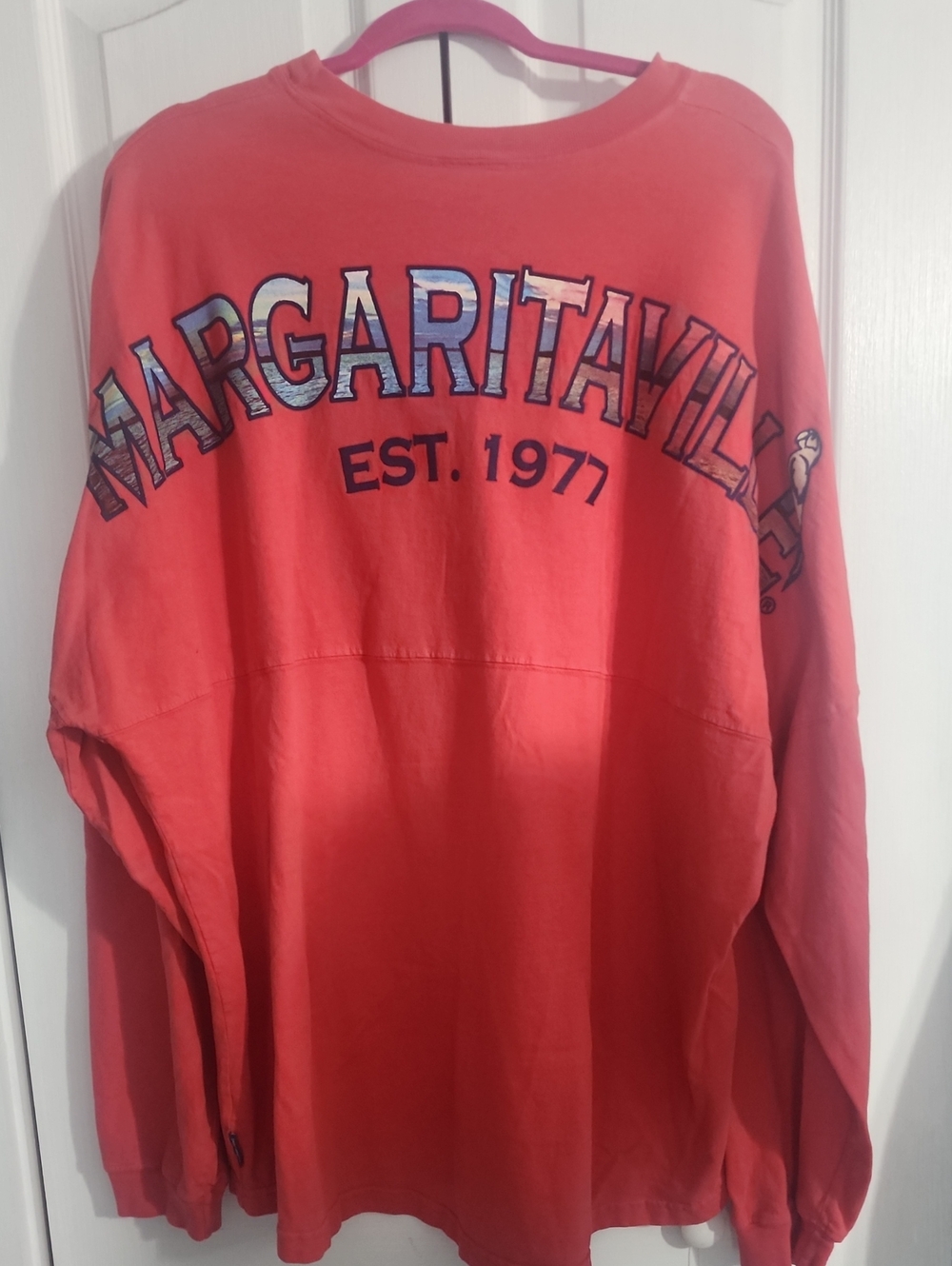 Margaritaville Women's Coral-Red Long Sleeve Graphic Shirt